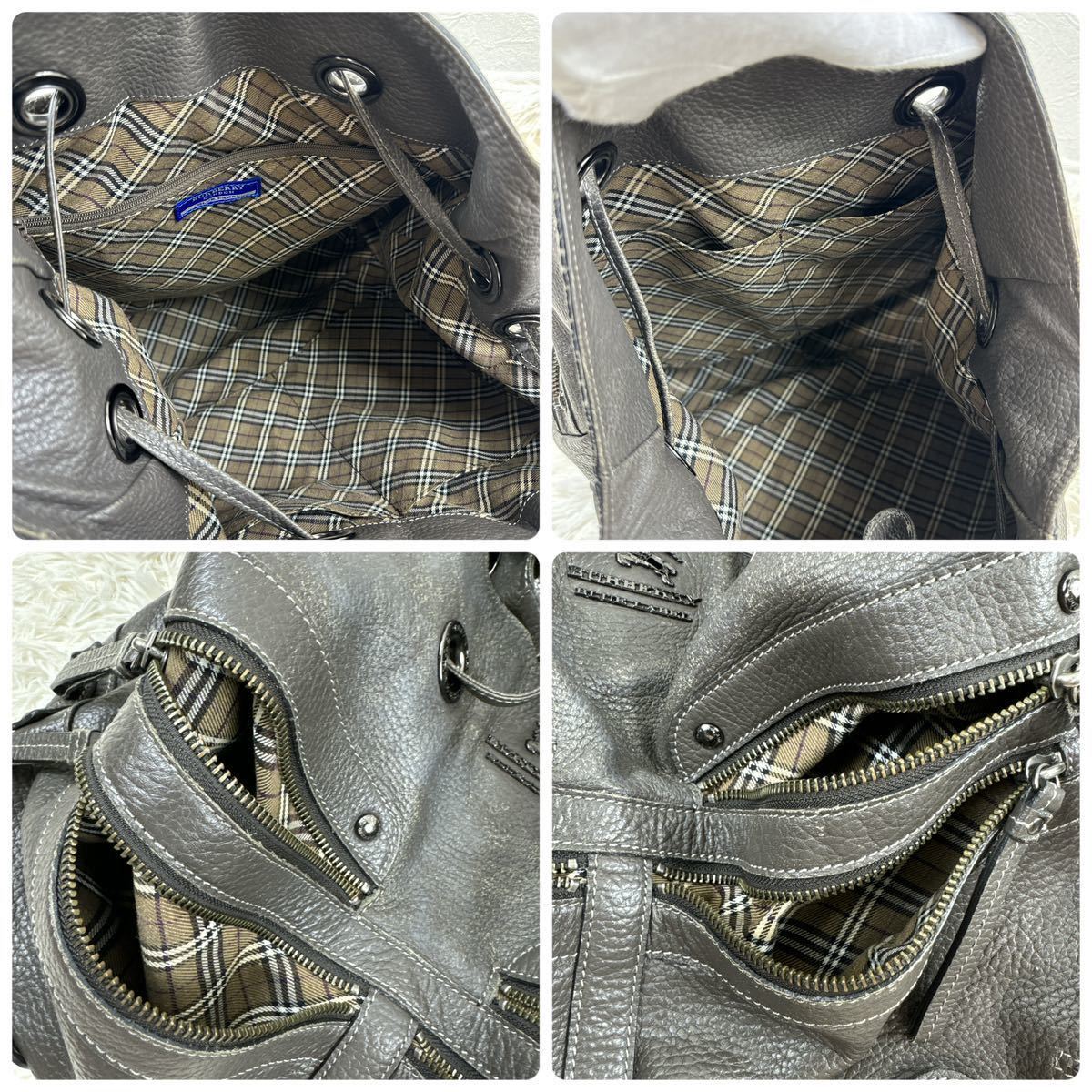 BURBERRY BLUE LABEL バーバリーブルーレーベル レザー ショルダー トートバッグ ハンドバッグ　 ワンショルダーレディース グレー系