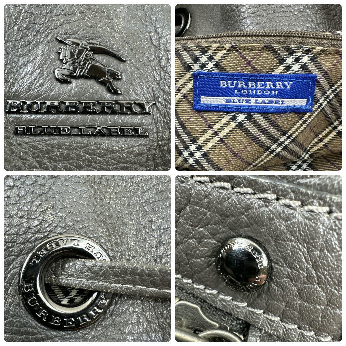 BURBERRY BLUE LABEL バーバリーブルーレーベル レザー ショルダー トートバッグ ハンドバッグ　 ワンショルダーレディース グレー系