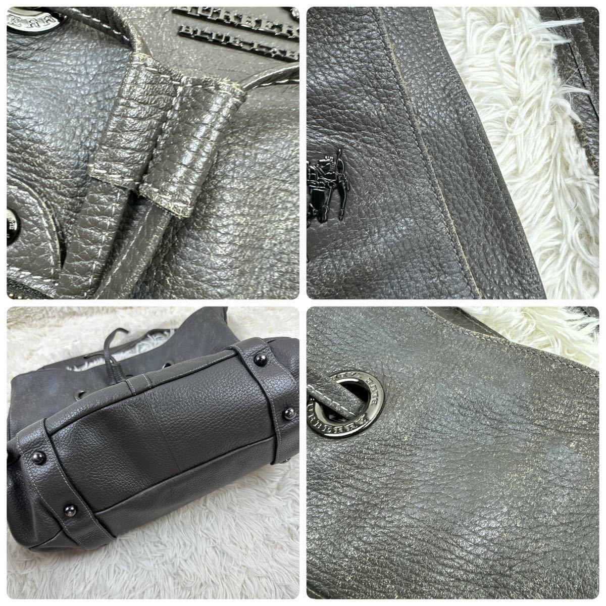 BURBERRY BLUE LABEL バーバリーブルーレーベル レザー ショルダー トートバッグ ハンドバッグ　 ワンショルダーレディース グレー系