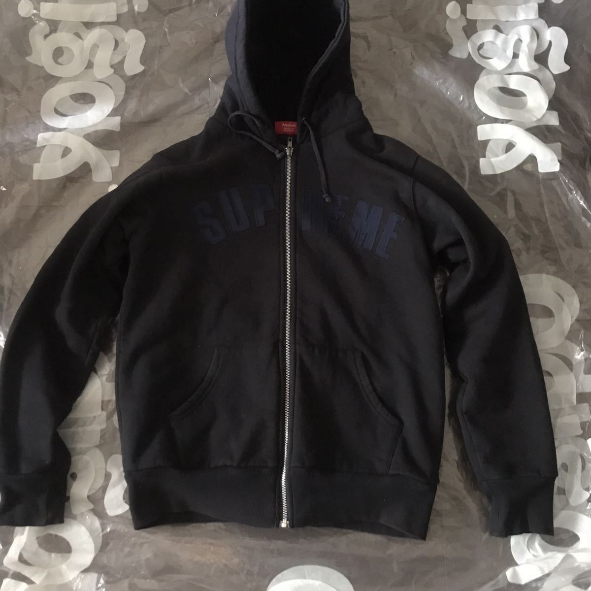 中期 supreme arc logo thermal zip up fooded sweatshirt 