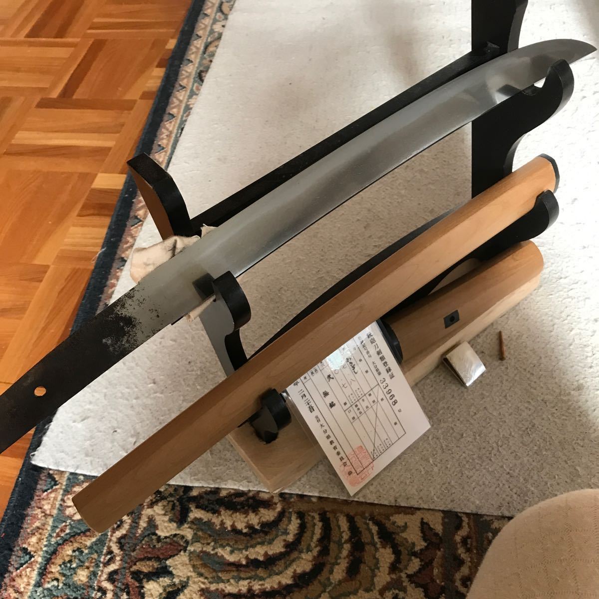 おおきな直ぐ刃です、のたれ２〜３ある見たいです、脇差みたいです、杢目あり丈夫なものです錆、刃こぼれなし研ぎたしです、美しいです_6