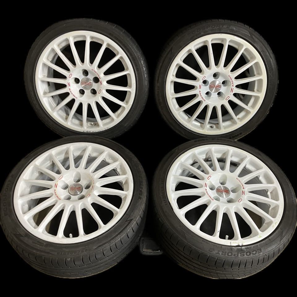 OZレーシング 225/40ZR18 8J+35 5穴 PCD100 ハブ径68/57リング付 M14 
