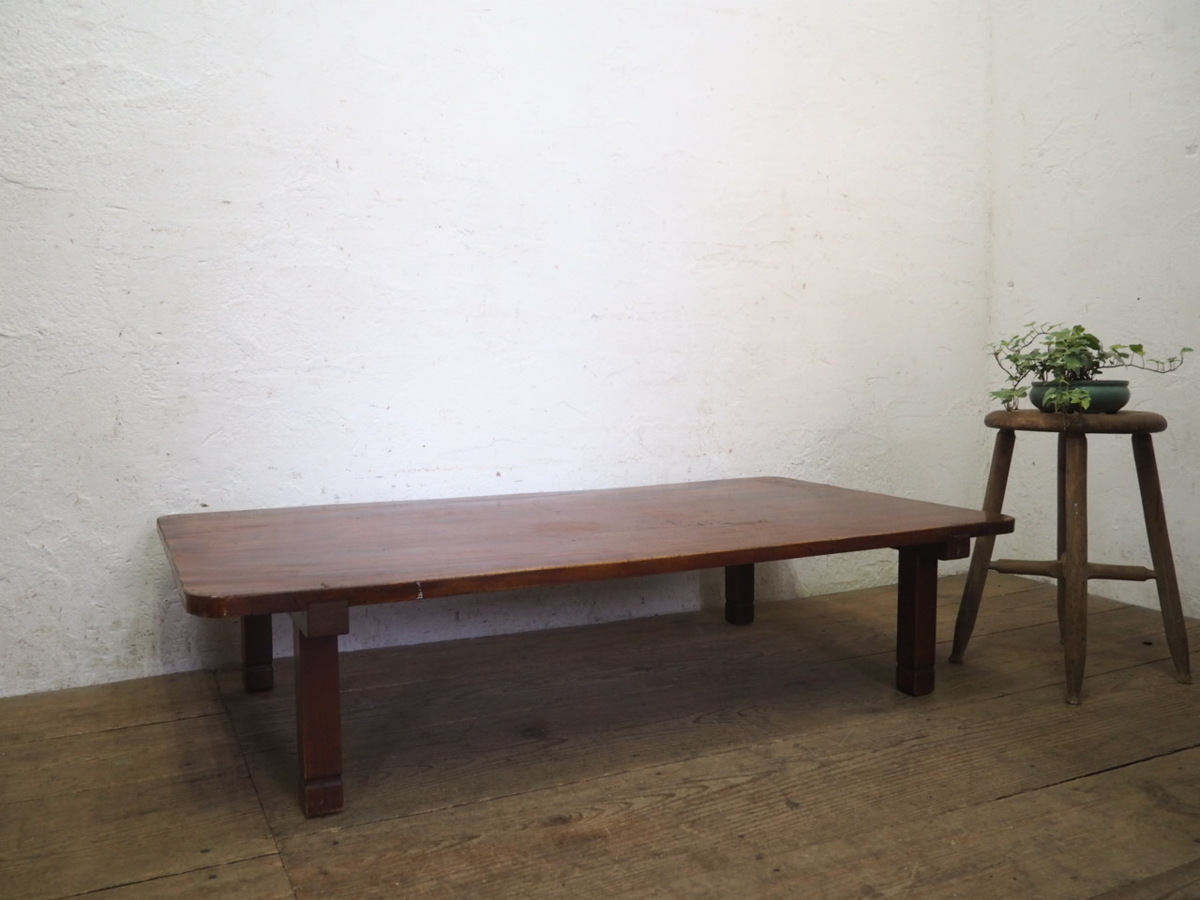 タA0588 天板W118cm×D62 5cm アンティーク 欅の一枚板の古い木製ロー