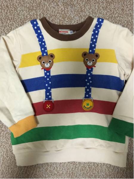 【100サイズ】ミキハウス プッチーくん サスペンダー トレーナー