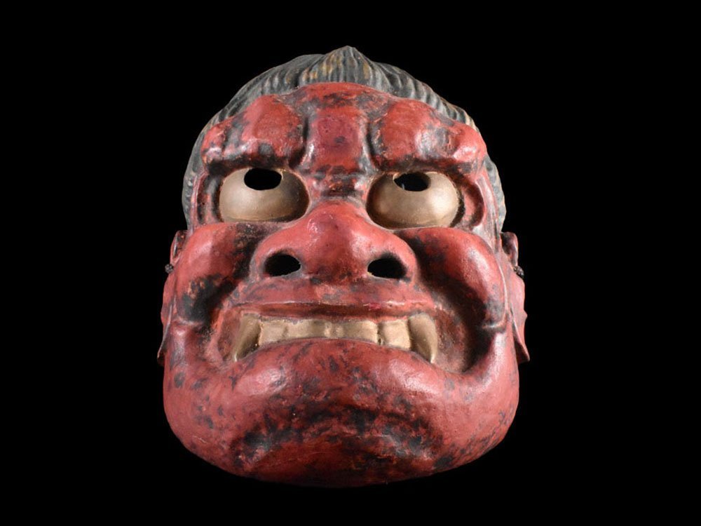 雲】某資産家買取品 千之 木彫面 能面 小面 古美術品(狂言神楽能楽雅楽