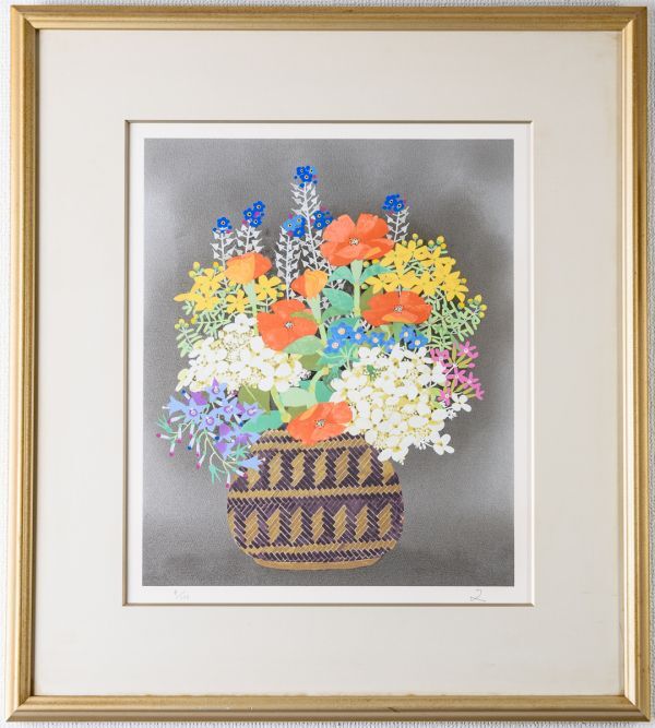 □ 堀文子|”花籠”|リトグラフ＋セリグラフ|サイン有|限定150|創画会 検