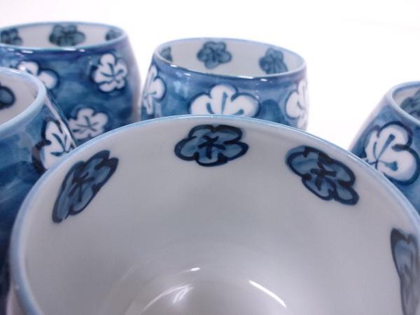 煎茶道具　有田焼　館林源右衛門　染錦　桐花文　湯呑　煎茶碗　5客　V　R6762 26-；有田焼 館林源右衛門 作 「古染風 梅紋 湯呑」 茶碗5客揃い お