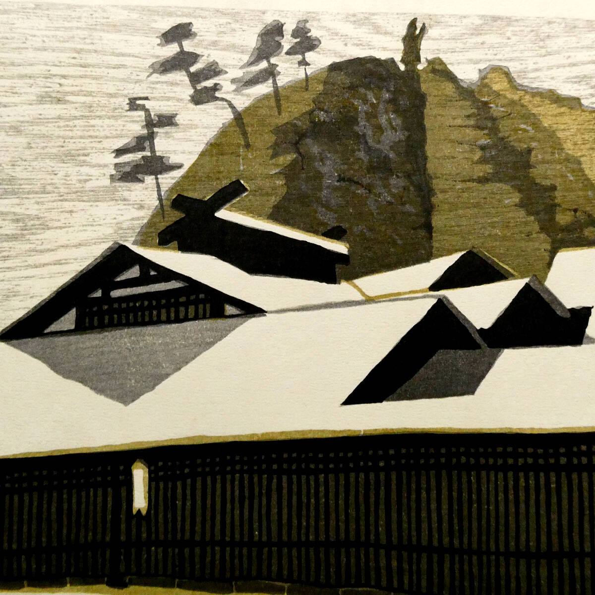 関野凖一郎◇木版画作品◇「東海道五十三次 掛川」◇直筆サイン◇創作