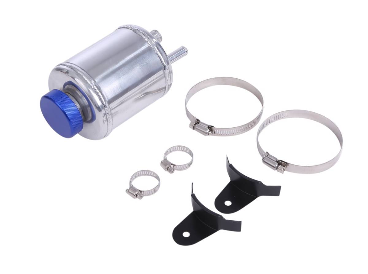 パワーステアリングタンク シルバー パワステ オイル フルード タンク リザーバー ステー付 アルミ R32 R33 R34 HCR32 ECR33 ER34 汎用品_2