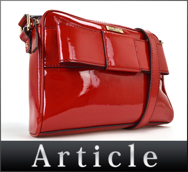 31522ケイトスペード ショルダーバッグ斜め掛けリボン赤ロゴ