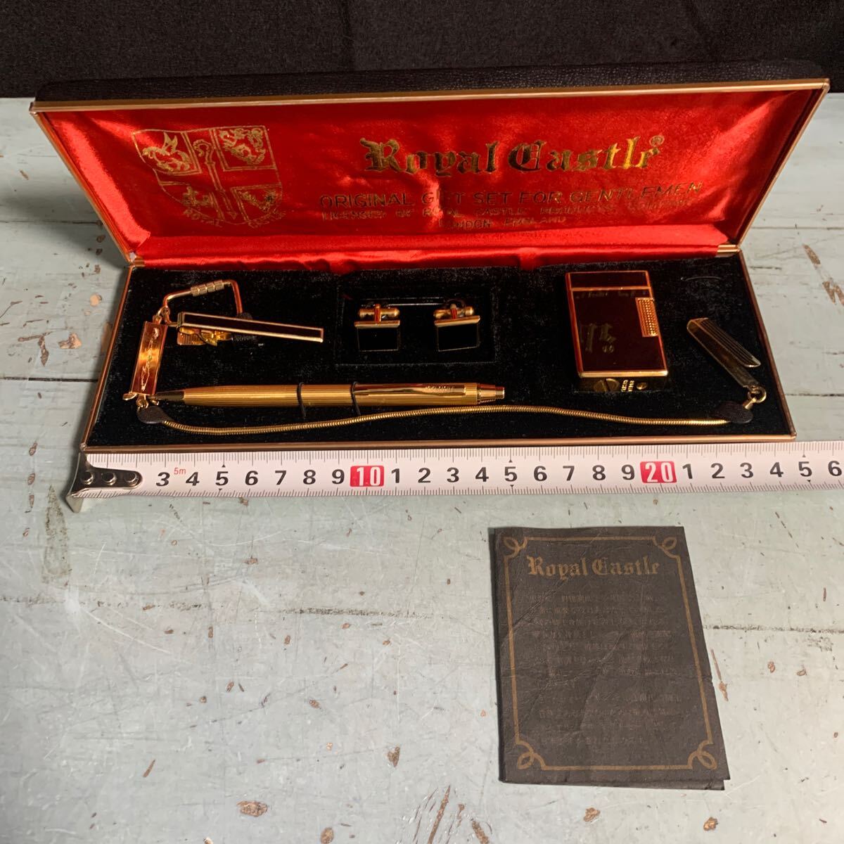 Royal Castle/ロイヤルキャッスル/カフス/タイピン/ウォレットチェーン/ボールペン/ライター/ケース付き ゴールドカラー 紳士セット(A-236)_9