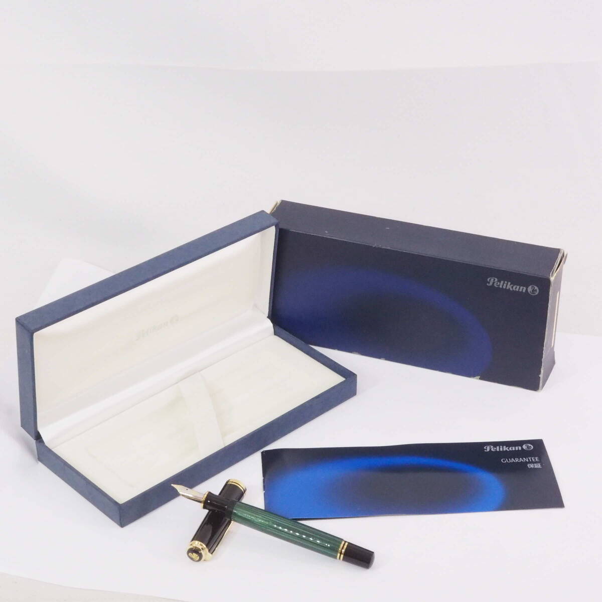 ペリカン M600 PELIKAN 14C 14金 M 中字 緑縞/グリーンストライプ×ブラック×ゴールド 万年筆+箱[Pa2064-GJ5_2