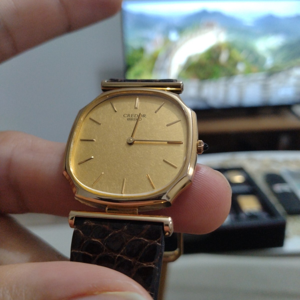 腕時計 セイコー クオーツ Credor 14K Gold Case and buckle Shrouded