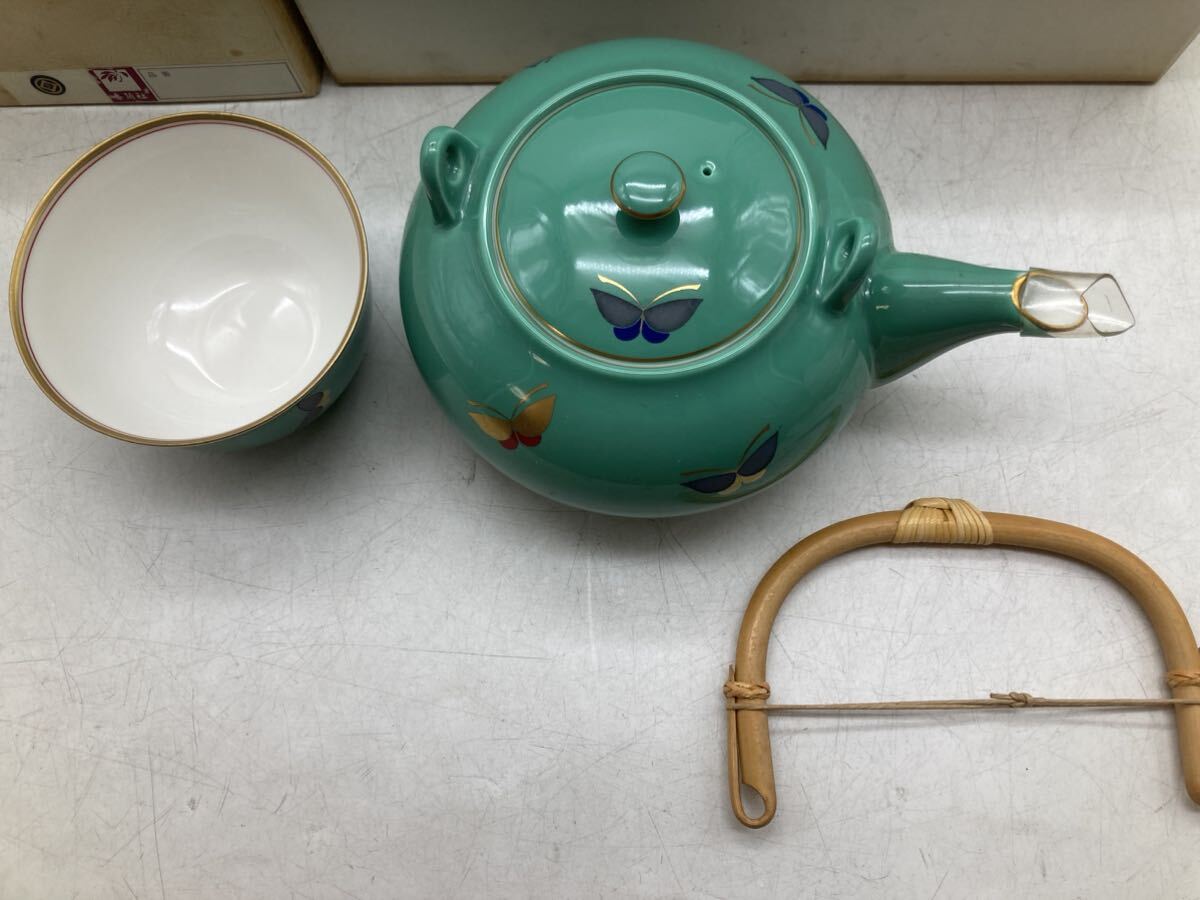 1円スタート】香蘭社 急須セット 湯呑 5客揃 和食器 保管品 翠 箱付き