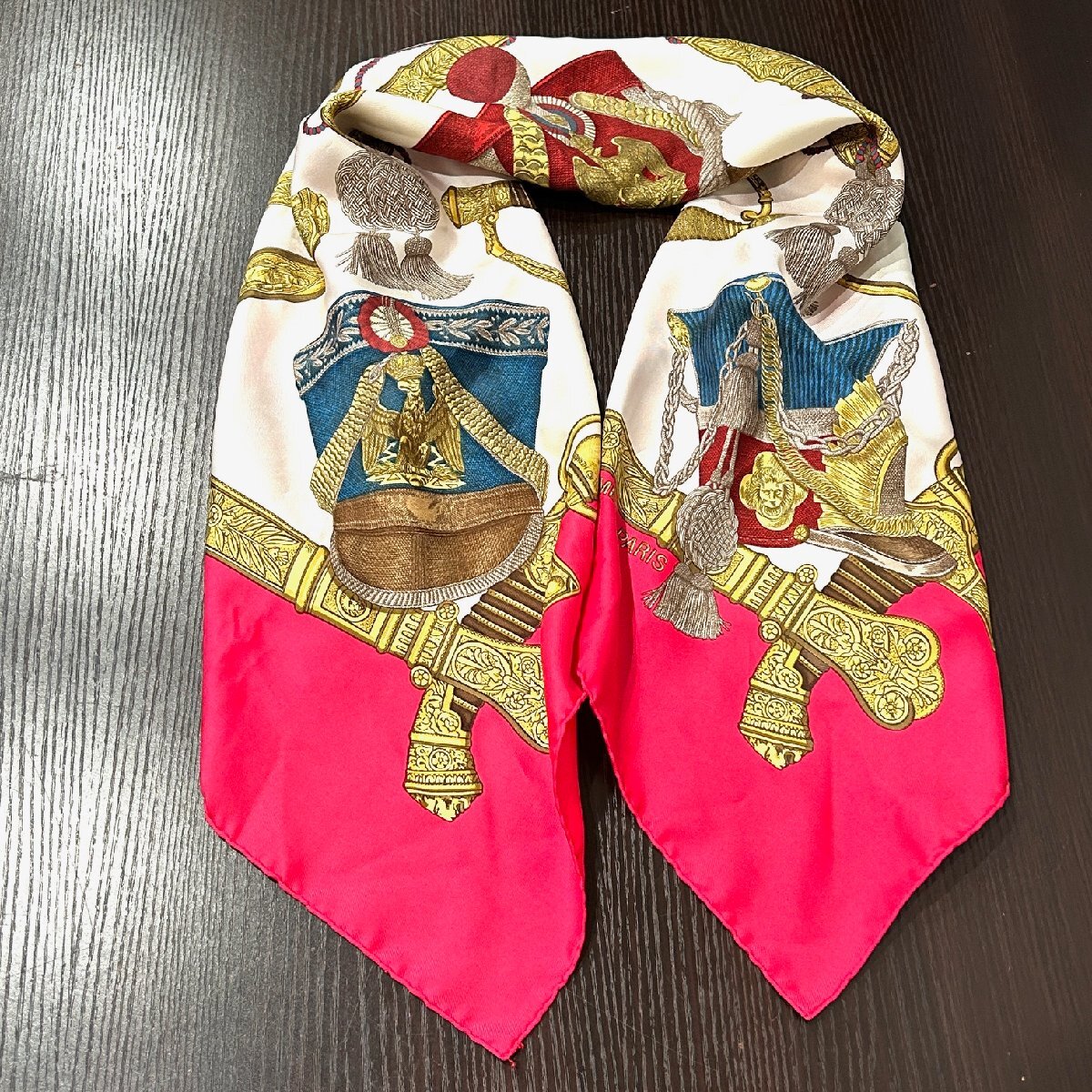 77】1円～HERMES エルメス カレ90 スカーフ GRAND UNIFORME グラン