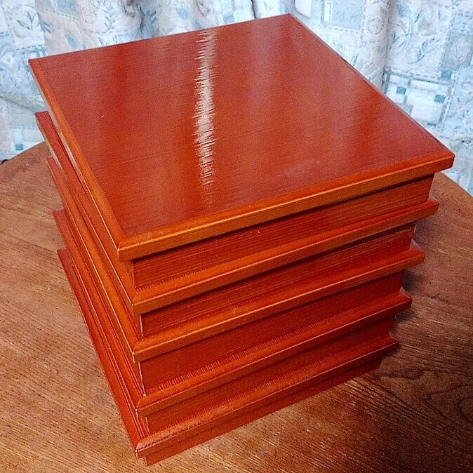 松花堂 春慶塗 弁当箱 5客 重箱 漆芸 木製漆器_1