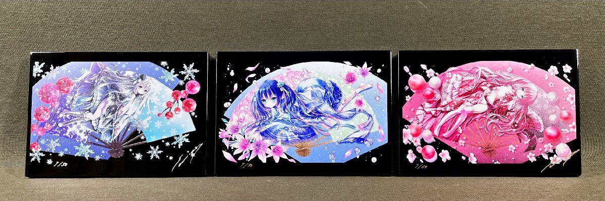 激レア）☆てぃんくる☆漆版 愛鳥の五季折々☆ミクスドメディア☆版画