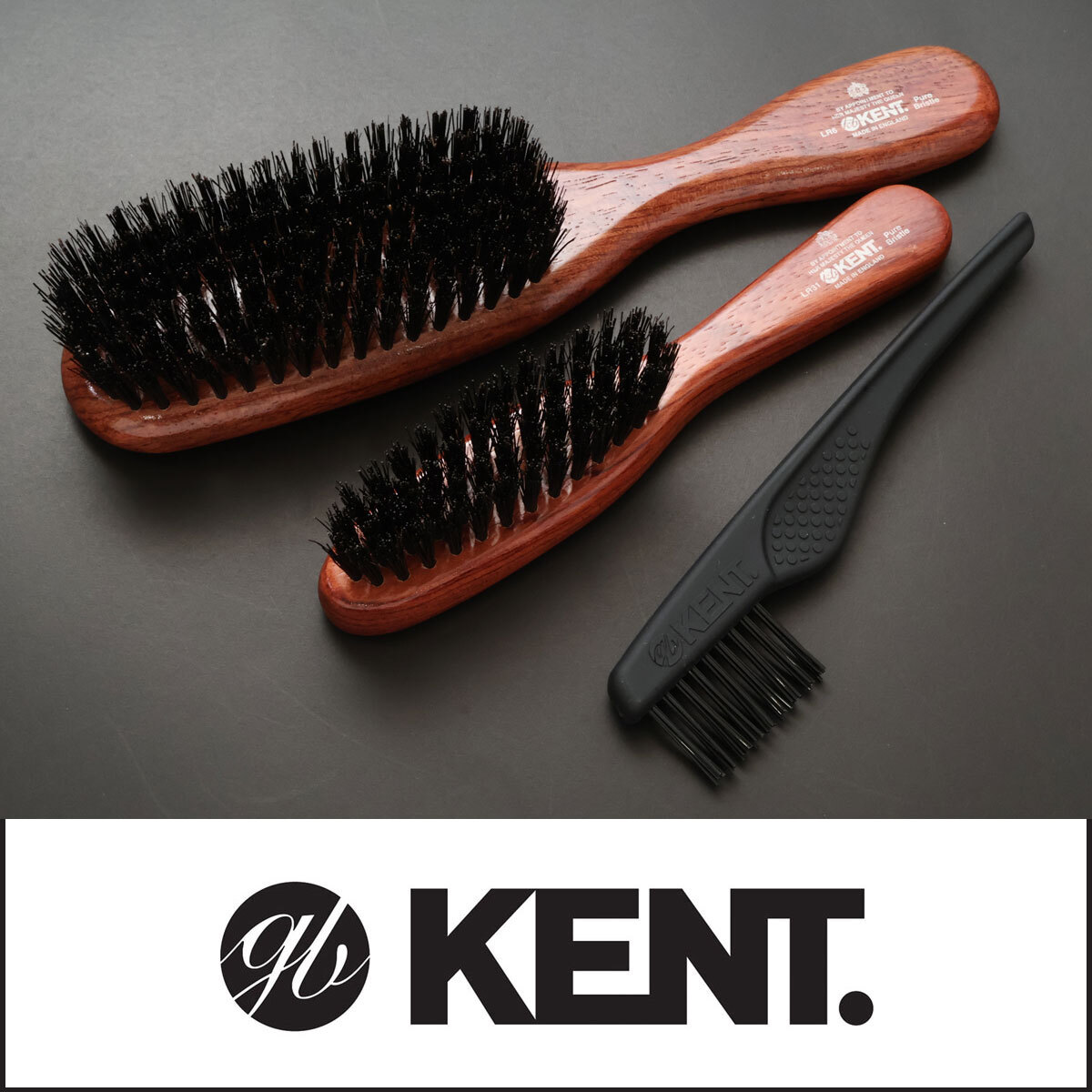 9437 KENTケント ヘアブラシセット 定価16 500円 高級豚毛が静電気を除去 クリーニングブラシ付 イギリス製 英国王室御用達 ...