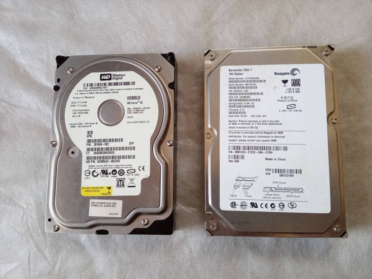 2台SET SEAGATE ST3160023AS 160GB・Western Digital WD800JD 80GB_1