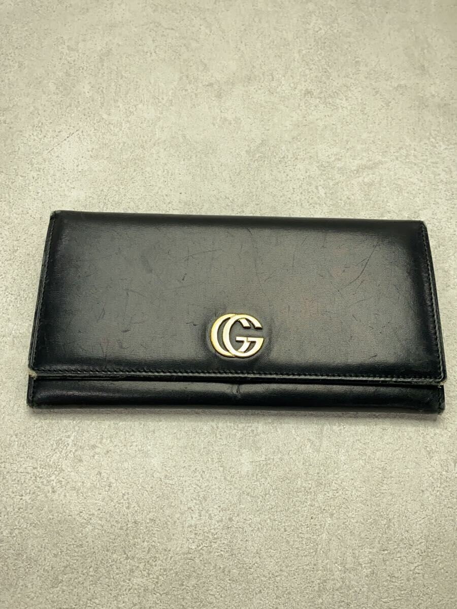 GUCCI◆長財布/レザー/BLK/無地/レディース/035・1323・2241