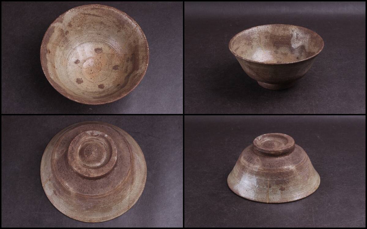 隆庵】時代 高麗茶碗 御本手 斗々屋 茶碗 魚屋 時代箱・銀粉蒔絵文字