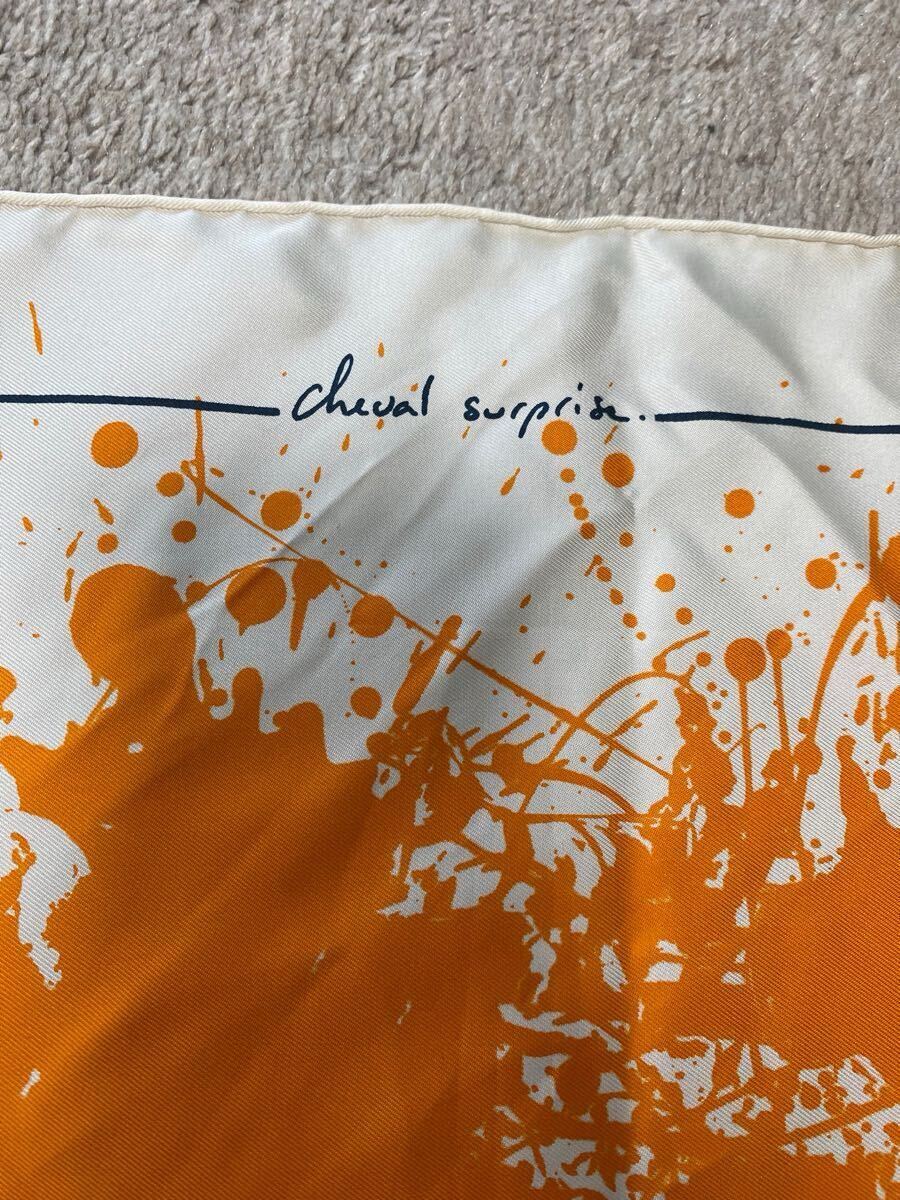 美品 HERMES エルメス スカーフ シルク 100% カレ45 Cheval Surprise