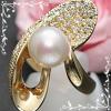 【1円～最落なし★】大粒アコヤ ★ ダイヤ0.37ct K18リングH4612
