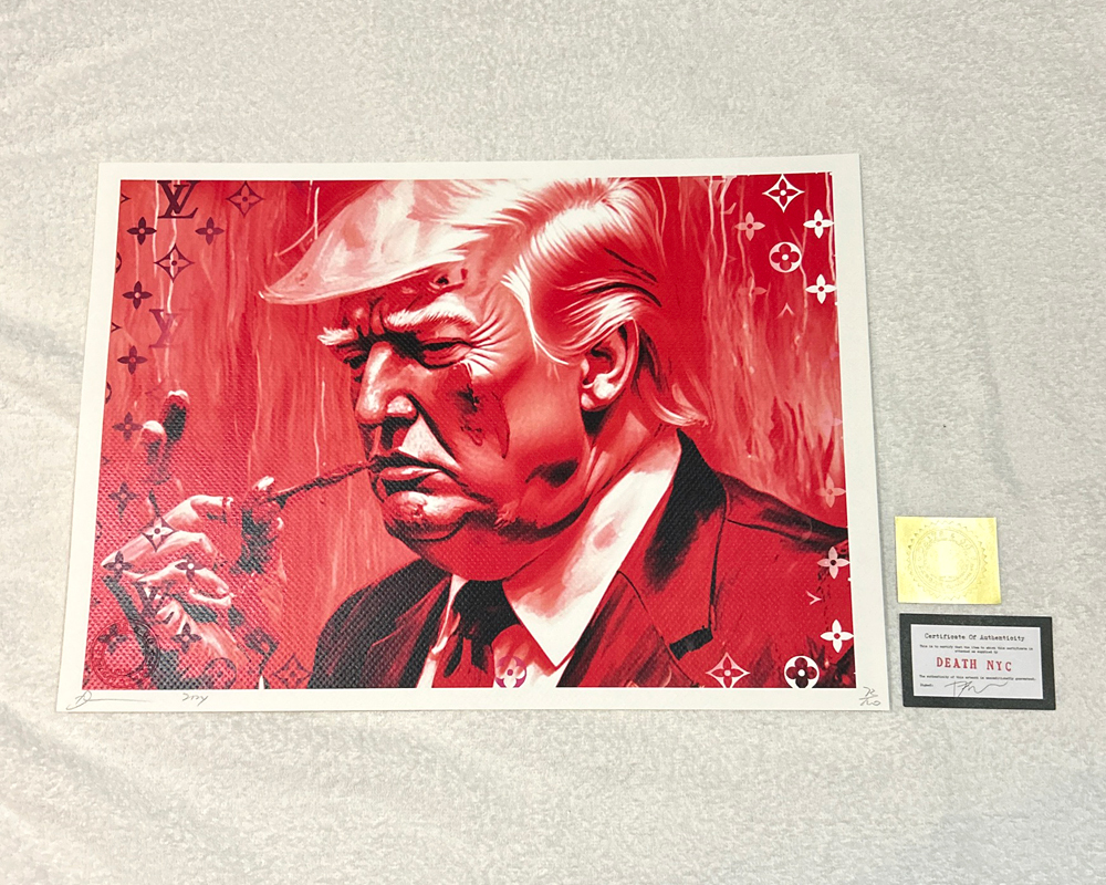 世界限定100枚 DEATH NYC トランプ大統領 ルイヴィトン LOUISVUITTON Dismaland ポップアート アートポスター 現代アート KAWS Banksy_1