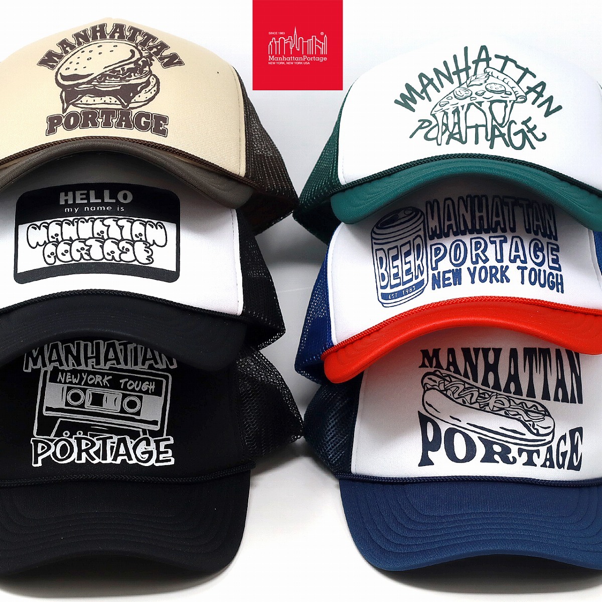 キャップ メッシュキャップ ManhattanPortage アメカジ マンハッタンポーテージ トラッカーキャップ ホワイト 