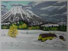 北岡 文雄　　「春近し(大山)」　　木版画　　額なし