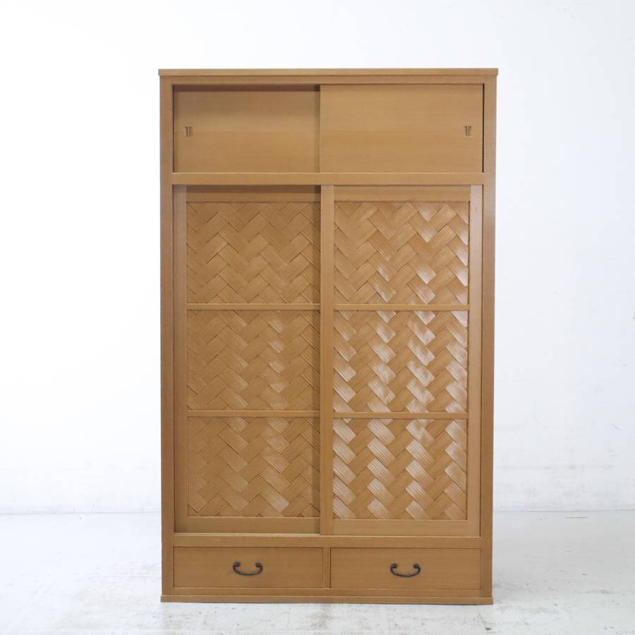 杉無垢材 網代戸付き 竹すのこ 置水屋 茶箪笥 茶道具○973h05(箪笥