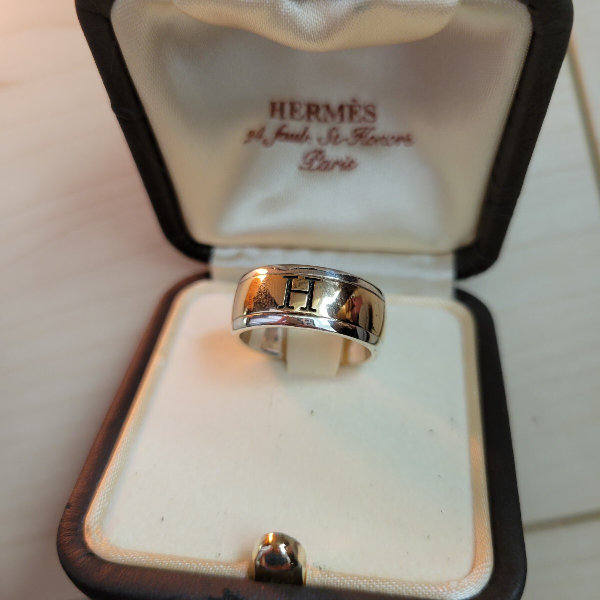 m*8様 【エルメス HERMES 】 Hロゴ ヴィンテージ コンビリング（純正 HERMES エルメス ヴィンテージ Hロゴ リング コンビ シルバー 【公式通販】