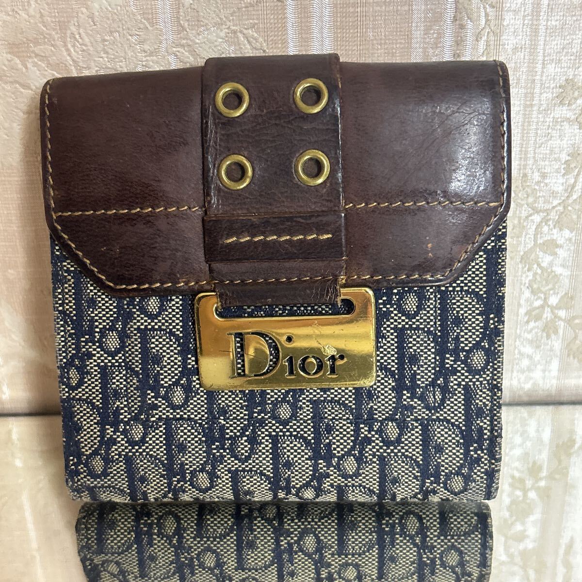 ChristianDior 財布トロッター Christian Dior コンパクト 財布 レザー ロゴ トロッター デニム 高級