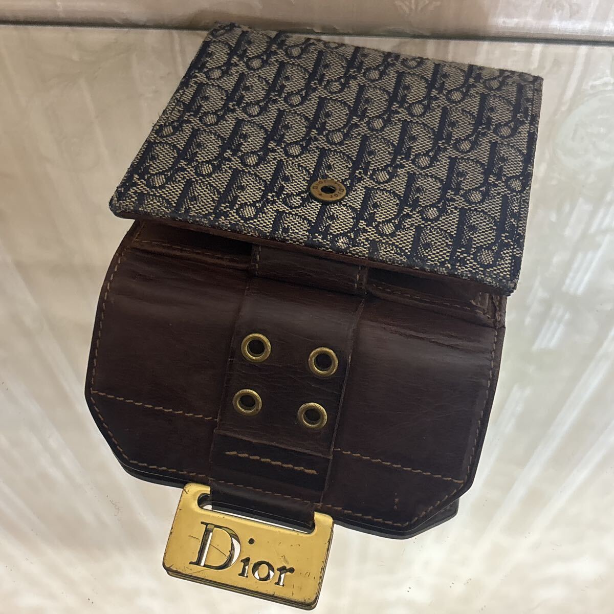 Christian Dior コンパクト 財布 レザー ロゴ トロッター デニム 高級