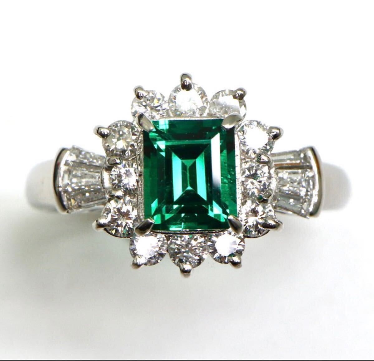 1円〜!!売り切り!!Crescent Vert(クレサンベール)▼Pt950天然ダイヤモンド/エメラルドリング▼D 約6.9g diamond emerald 指輪 ED6/ED7S1013_1