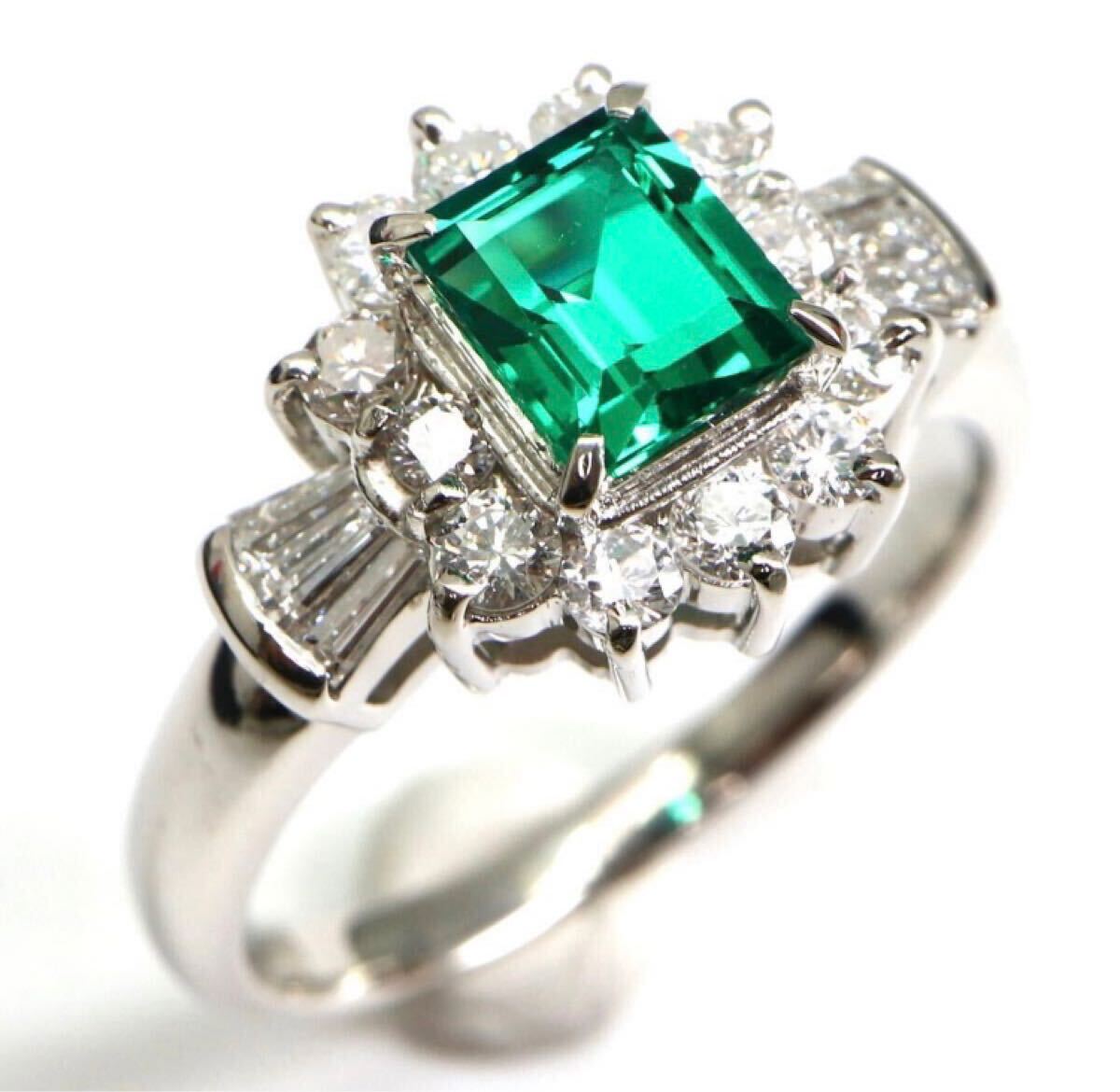 1円〜!!売り切り!!Crescent Vert(クレサンベール)▼Pt950天然ダイヤモンド/エメラルドリング▼D 約6.9g diamond emerald 指輪 ED6/ED7S1013_2