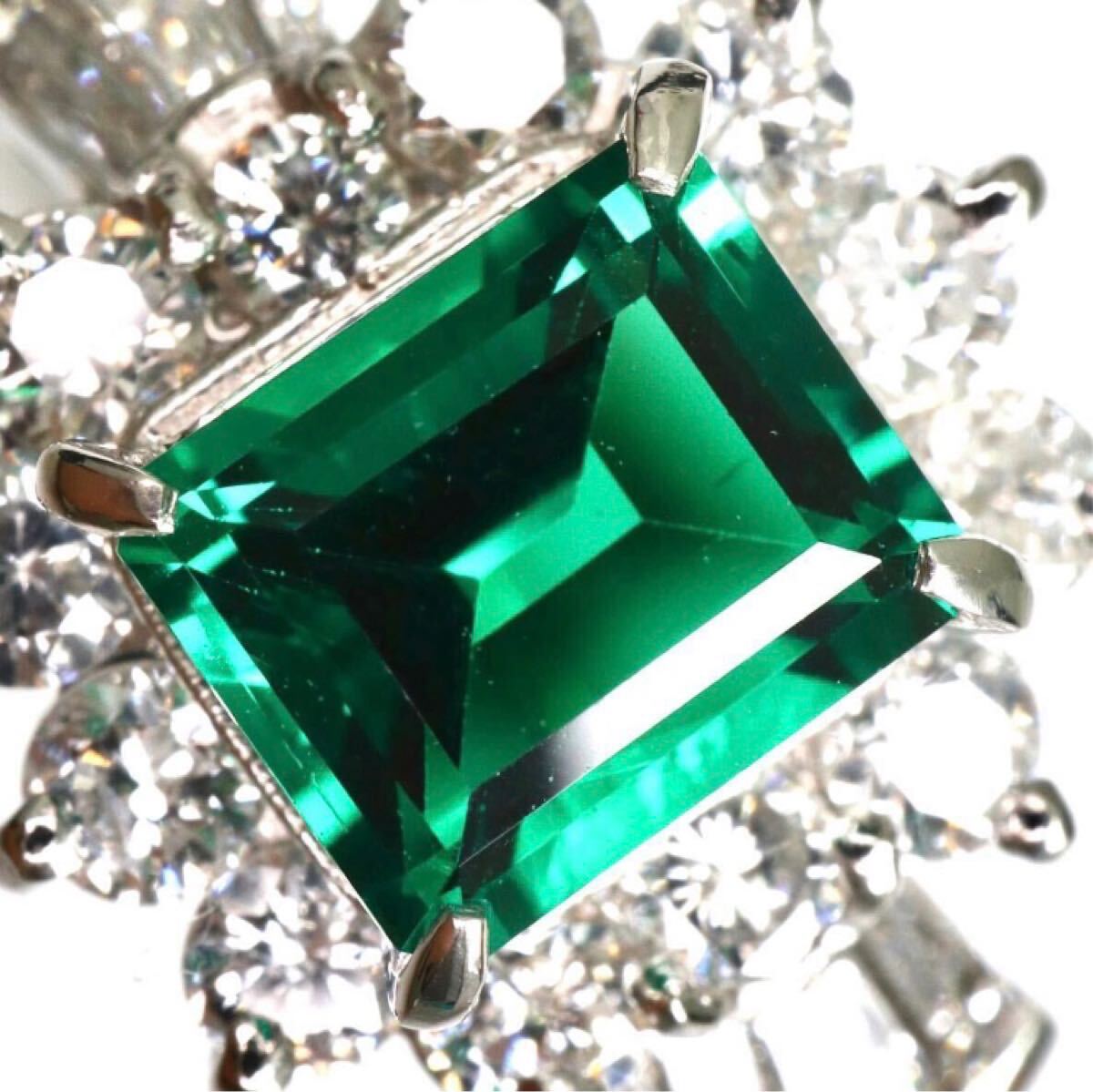 1円〜!!売り切り!!Crescent Vert(クレサンベール)▼Pt950天然ダイヤモンド/エメラルドリング▼D 約6.9g diamond emerald 指輪 ED6/ED7S1013_4