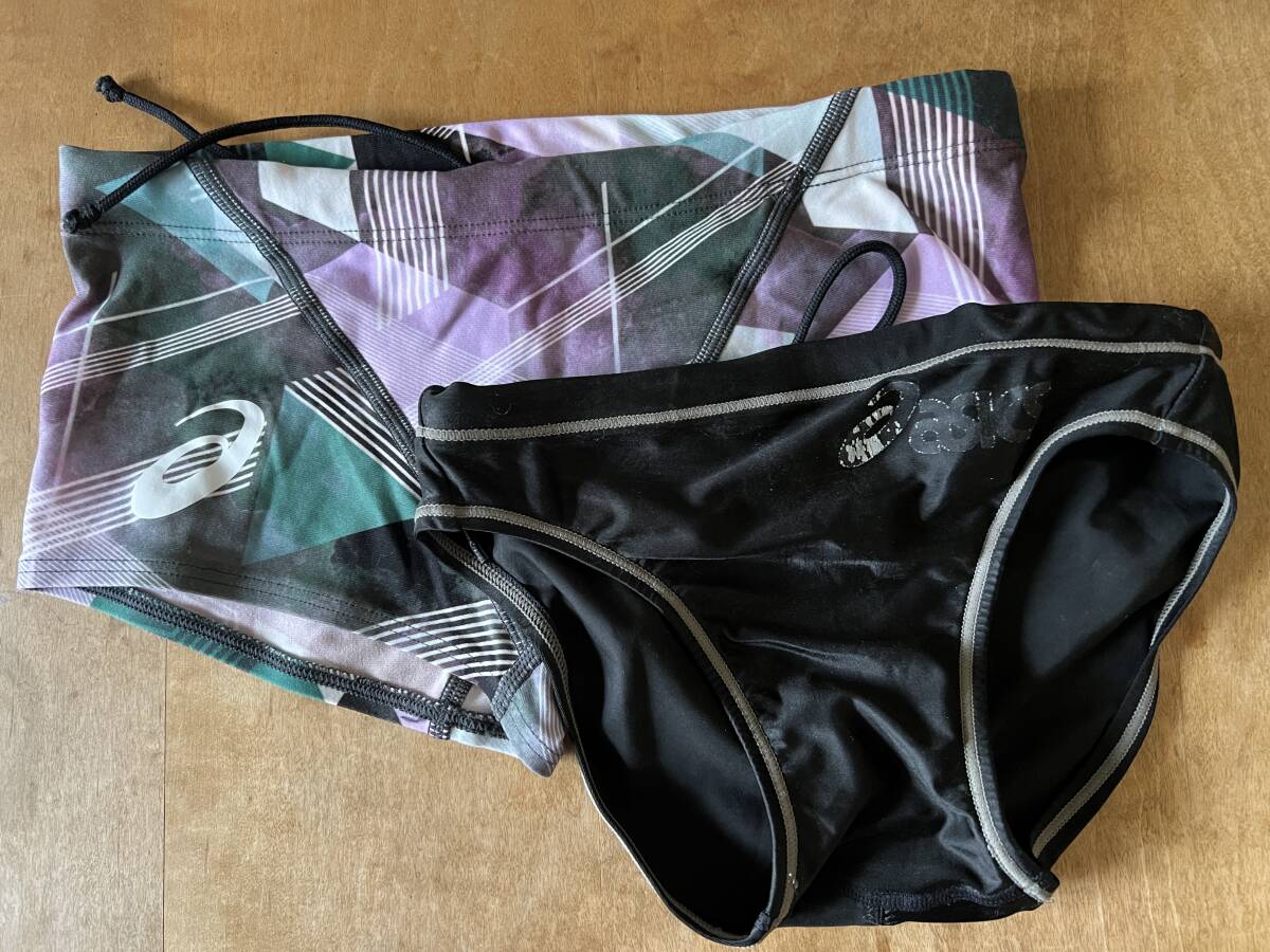 asics メンズ 競泳ビキニ 黒 ハイドロCD スパイラルカット サイズSS ＋