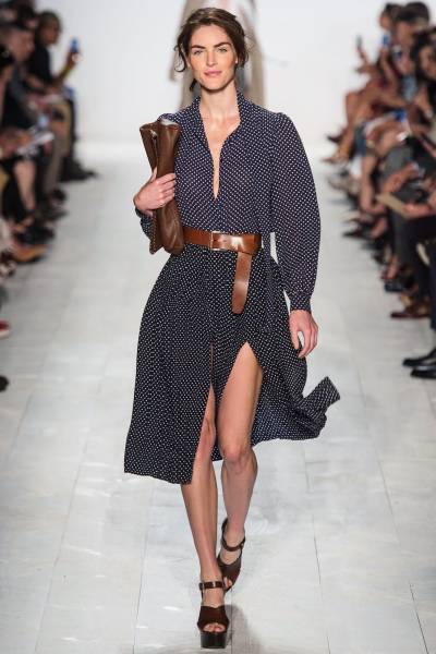 MICHAEL KORS コレクション 水玉 ボウタイ ブラウス シルク 紺白