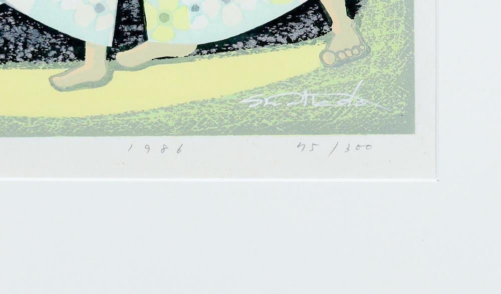 真作】【WISH】池田修三「朝のうた」木版画 6号大 1986年作 直筆サイン