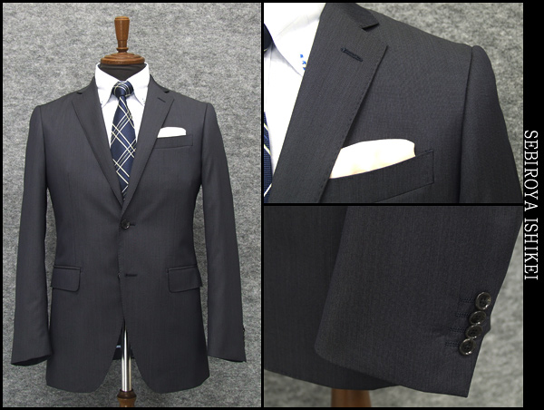 春夏スリム2釦スーツ/紺鼠ピンチェック/尾州産生地N1105 ★AB 5