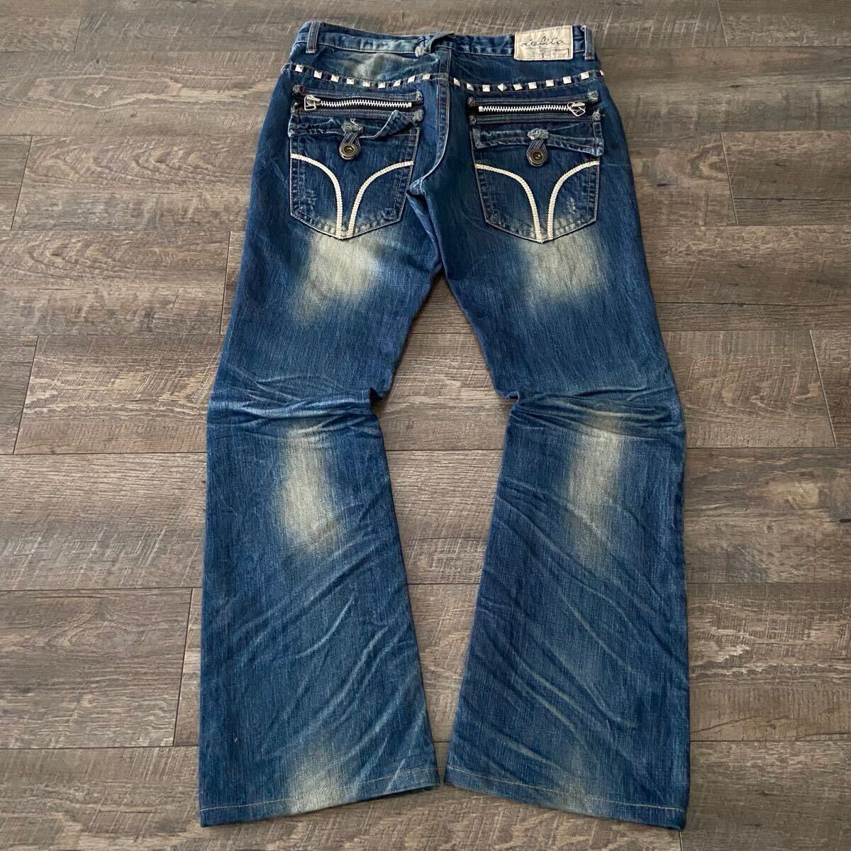 rare 00s LOLITA JEANS studs gimmick grunge distressed bootscut 