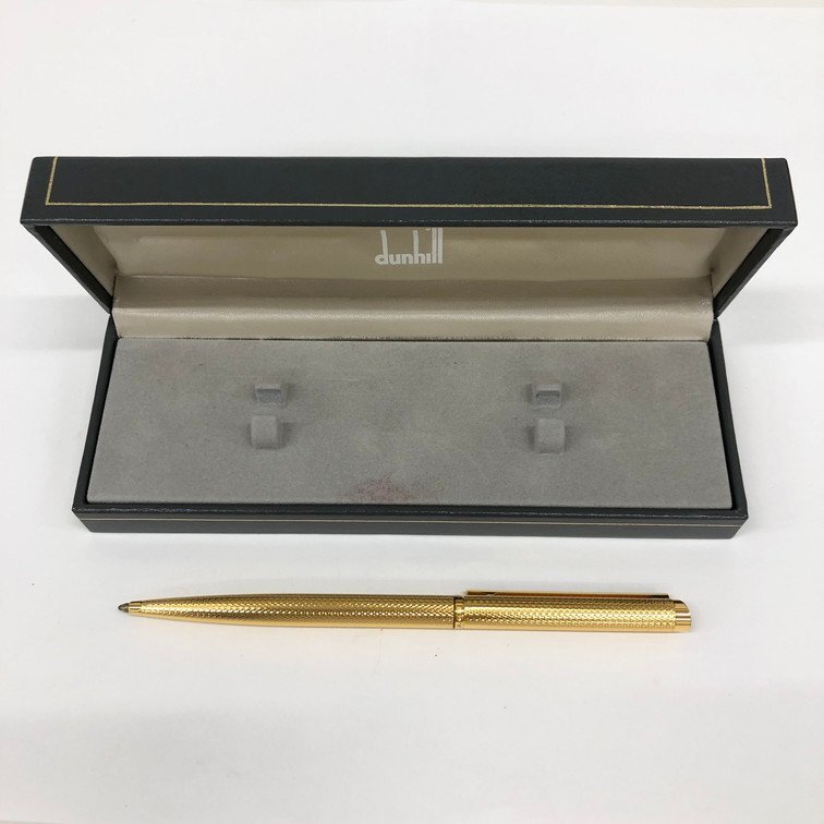 ☆美品☆DUNHILL ダンヒル　ツイスト式 ボールペン　ゴールド テクスチャー dunhill ダンヒル ボールペン ツイスト式 ゴールドカラー 箱付き