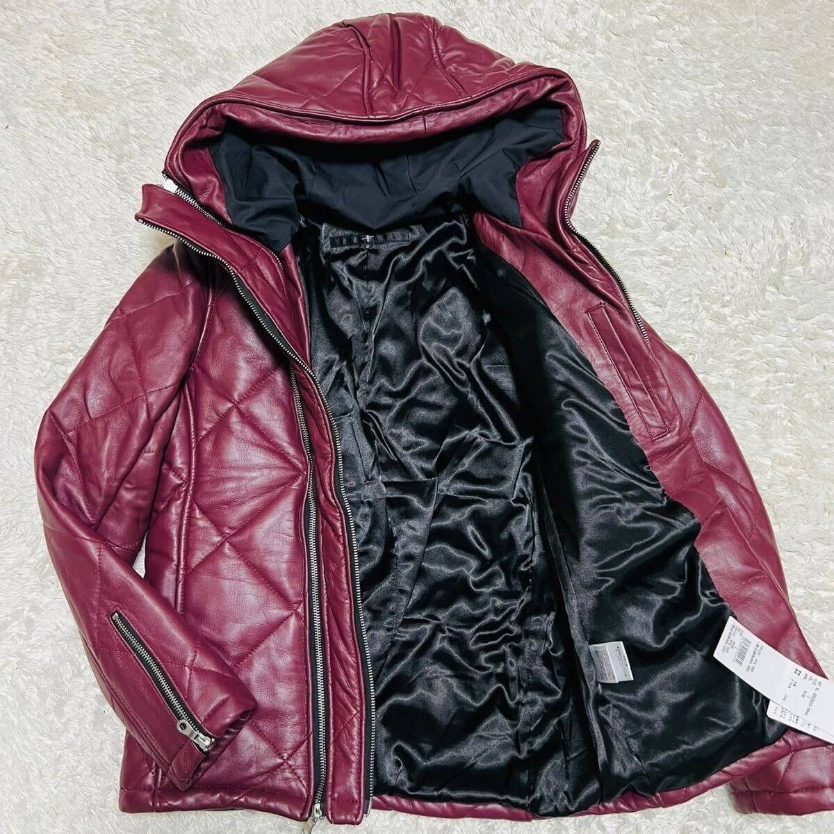 新品タグ付き◎ 希少色 NO ID. ノーアイディ パデッド 羊革 ラムレザー 