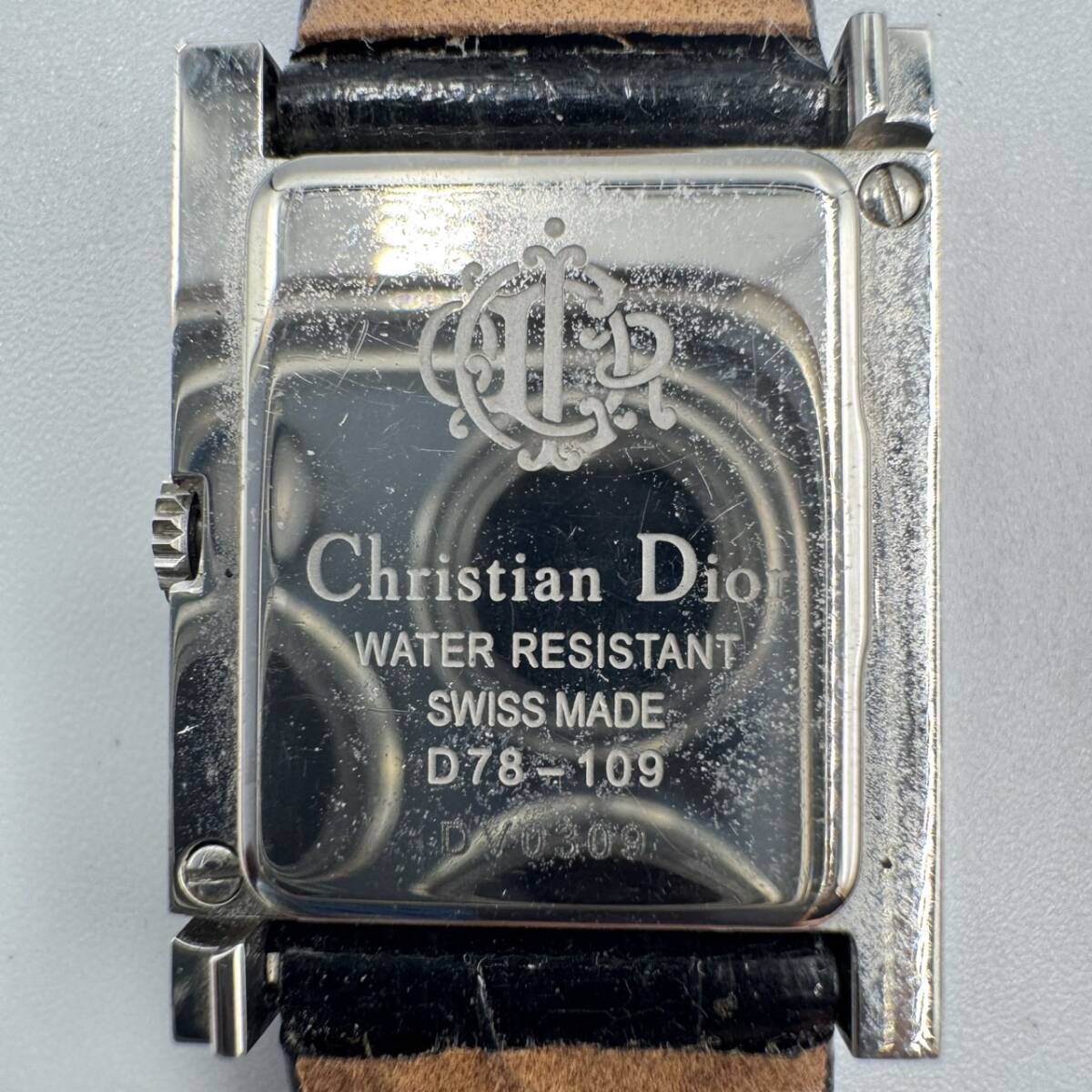 Christian Dior ディオール 腕時計 クォーツ デイト 稼働 Dior ディオール クォーツ 不動 マリス スクエア シルバー文字盤