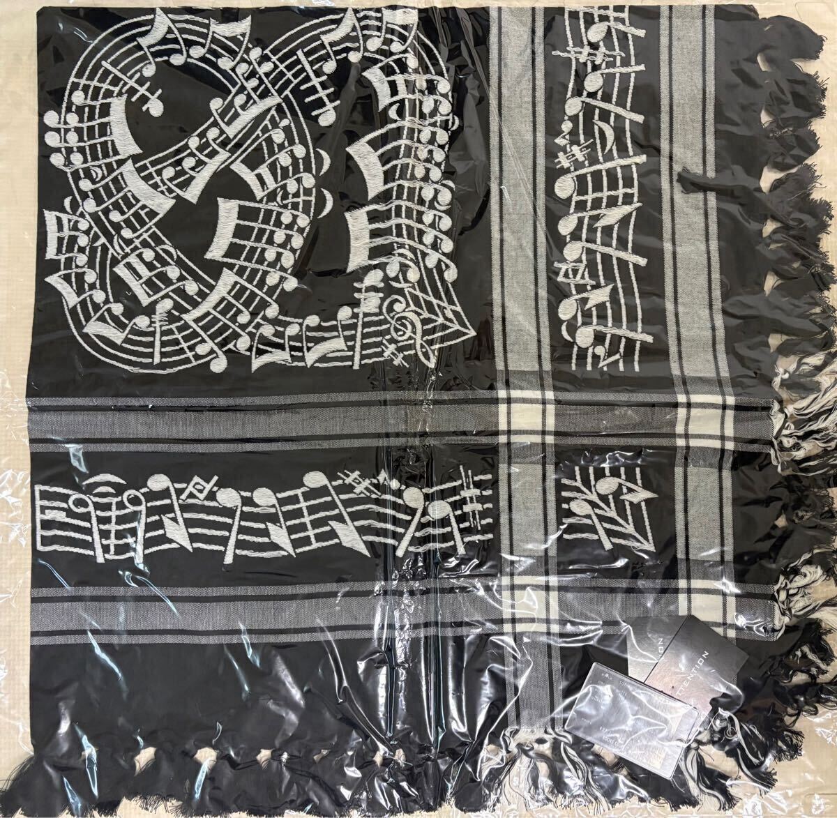 【新品未使用品】ナンバーナイン　音符ストール　黒×白　付属品完備　NUMBER (N)INE　07S/S　ABOUT A BOY期_1