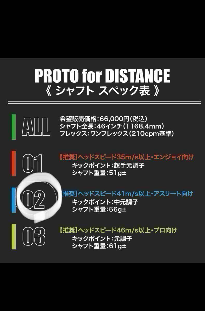 PROTO for DISTANCE ワンフレックスシャフト シャフト ドライバー用