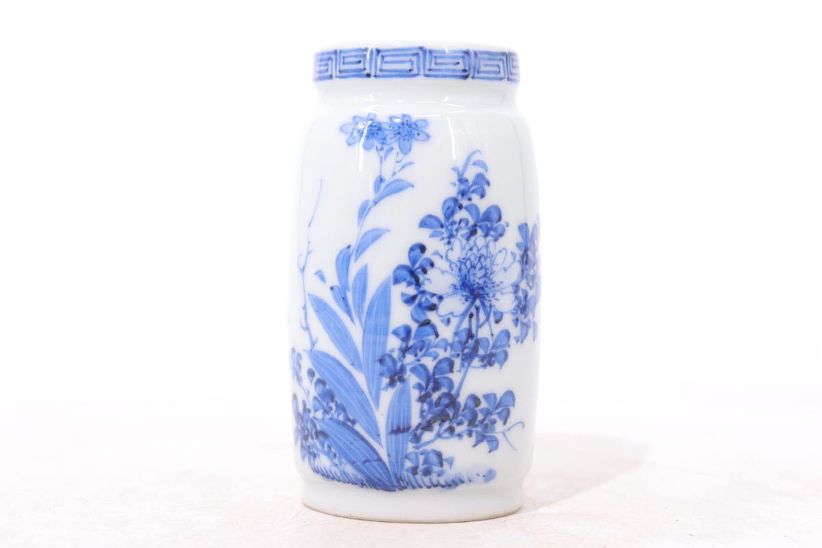希少品 中国古董 骨董清時代 染付風景花瓶 康熙年製在銘 花器 香道具