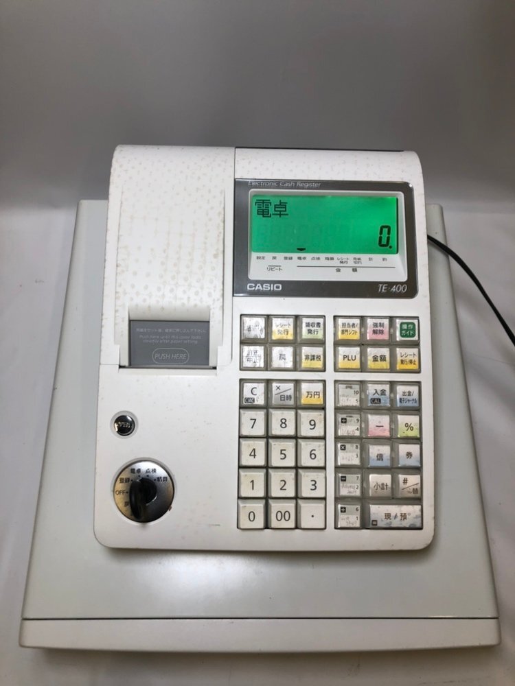 【美品】CASIO TE-400 電子レジスター ホワイト ※送料込 □【買取まねきや】カシオ CASIO 電子レジスター TE-400 ホワイト 白