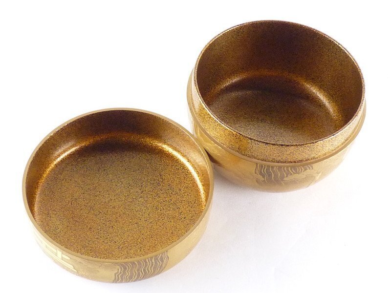 扇屋】松田正治 作「住吉蒔絵 平棗」内梨地 共箱 高さ 約6cm 幅 約8cm